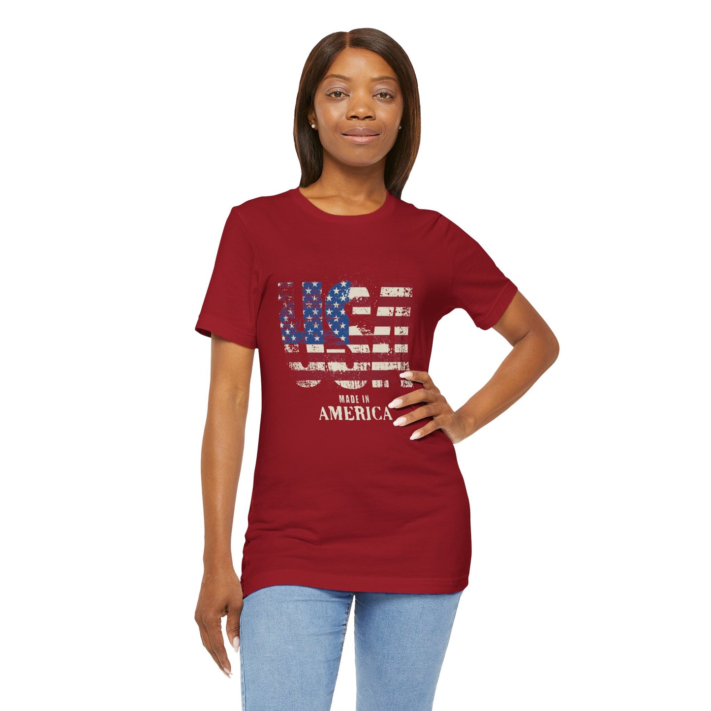 Patriotic USA Made Short Sleeve Tee for Independence Day & Everyday Wear