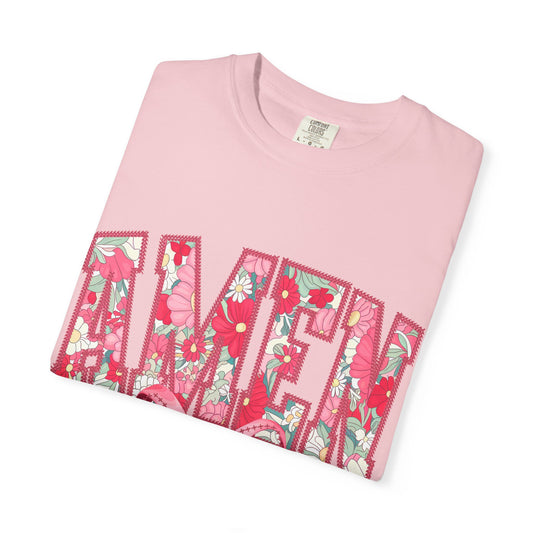 Amen Floral Bow T-Shirt — Pastel Green Graphic Tee