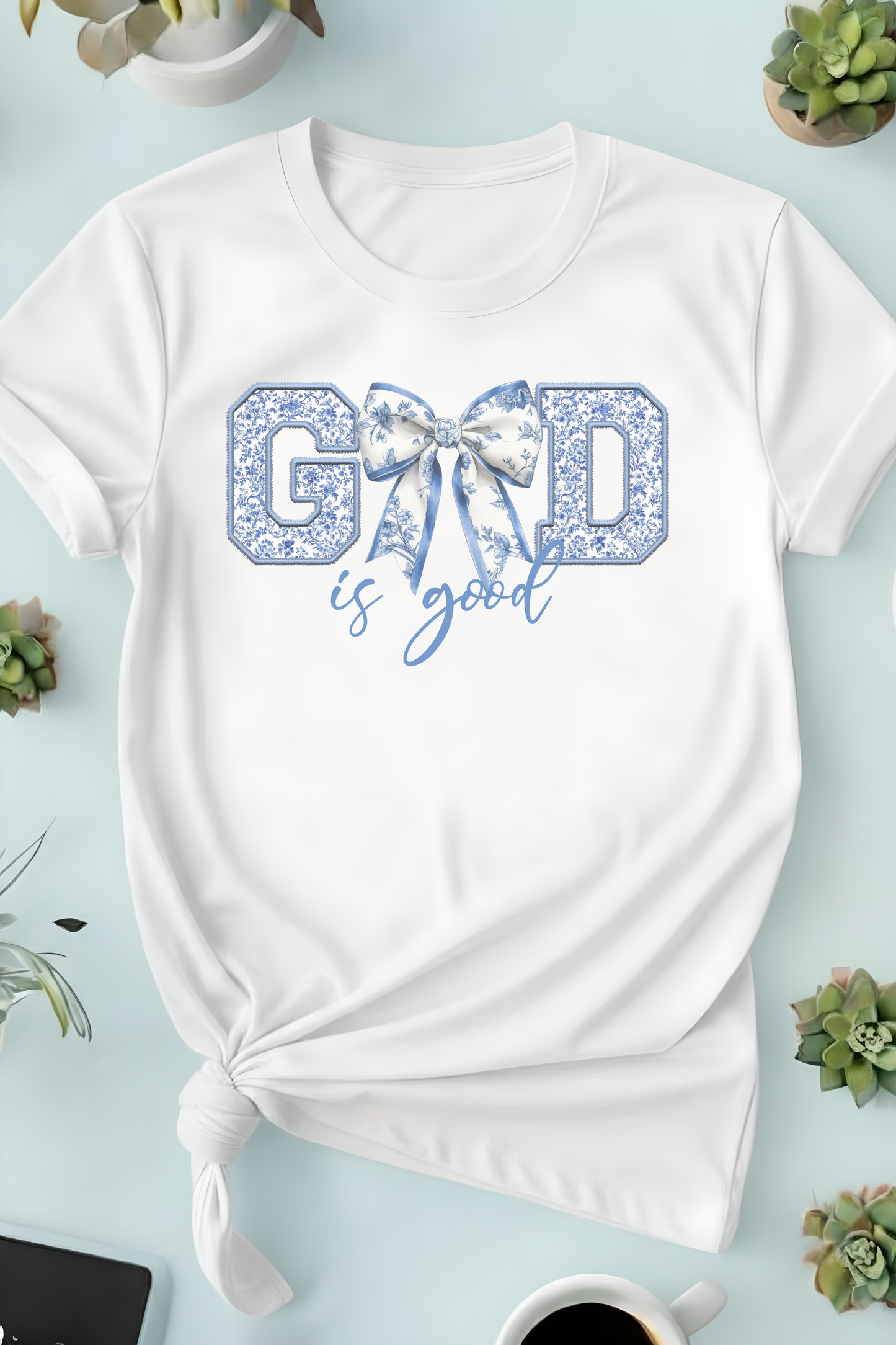 God Is Good T-Shirt — Floral Bow Faith Tee